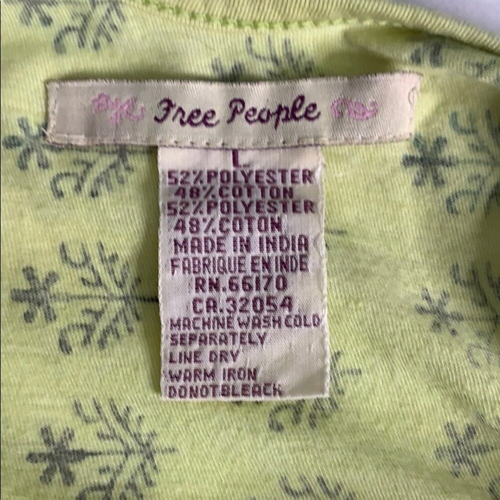 Retro Free People Boho Dual Flower Design Green Brown Scoop Neck‎ Tank Top Large - Picture 7 of 8